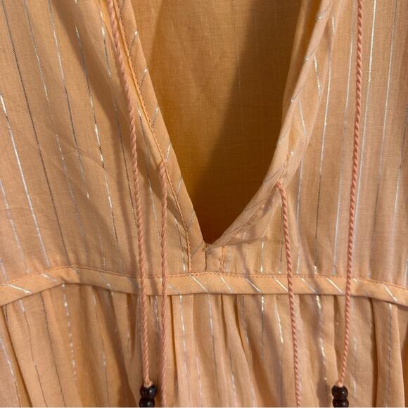 Emerson Fry India Collection Pink Peach Metallic Long Sleeve Maxi Dress M/L - Picture 14 of 16